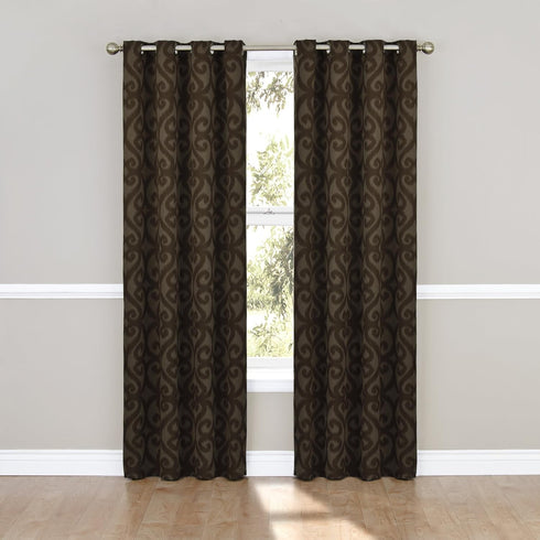 Eclipse Patricia 52-Inch by 63-Inch Blackout Grommet Single Curtain Panel Choc.